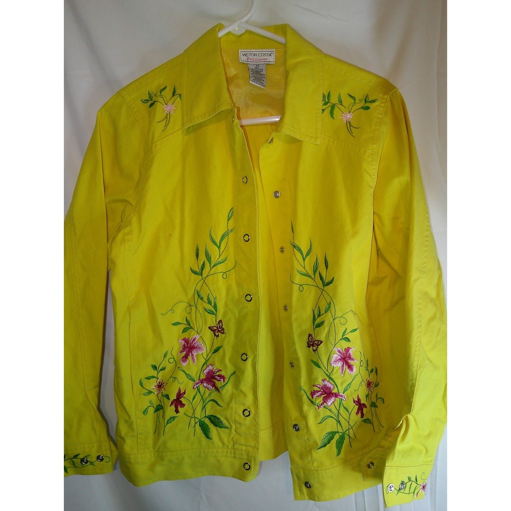 Vintage‎ Victor Costa Embroidered Floral Jacket Button Up Western XS